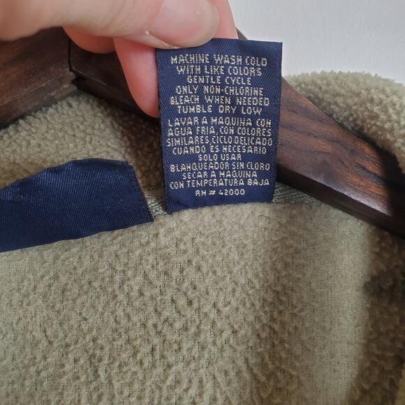 Vintage 90s Y2K Fern Leaf Fleece Cardigan Green Medium - Picture 9 of 9